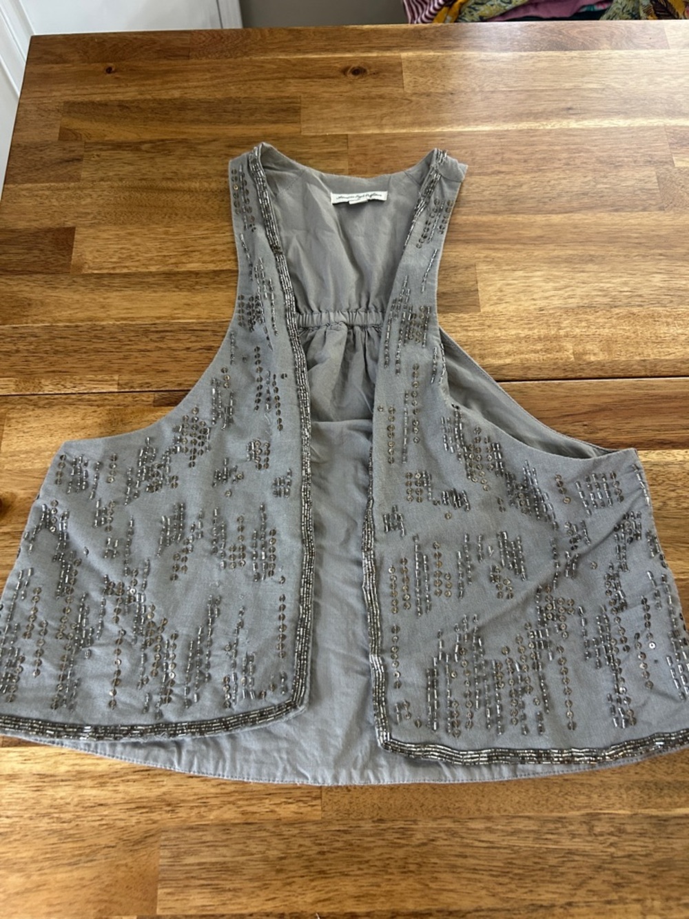 AE Beaded Gray Vest